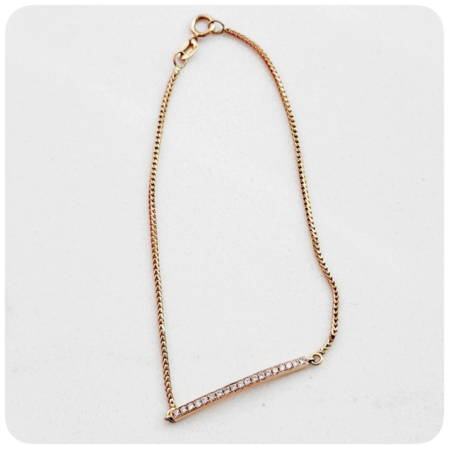 14K ROSE GOLD 19 PAVE DIAMONDS BRACELET 17CM - BRAND NEW image indicator(2)