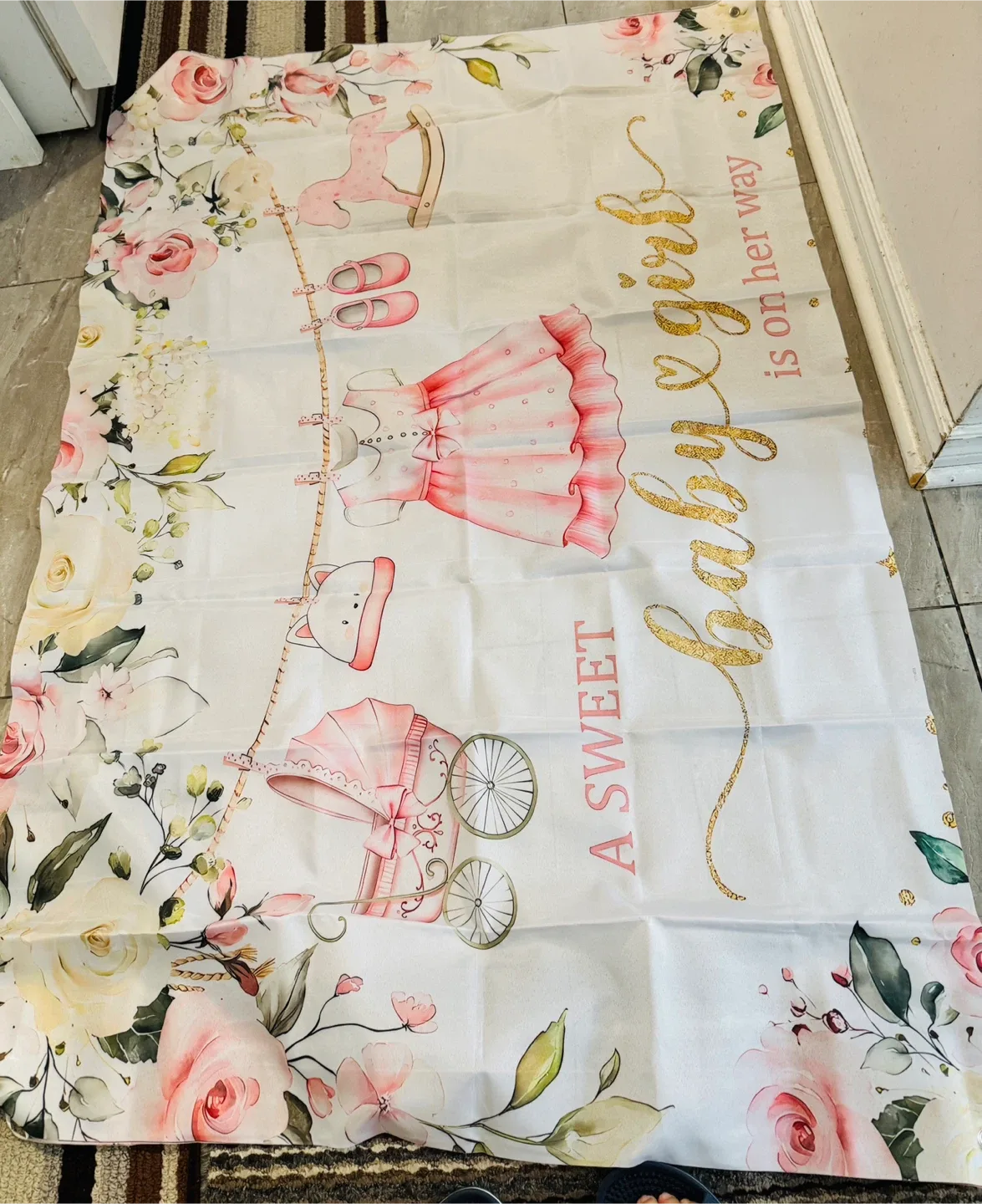Baby Girl Shower Backdrop - Floral Theme