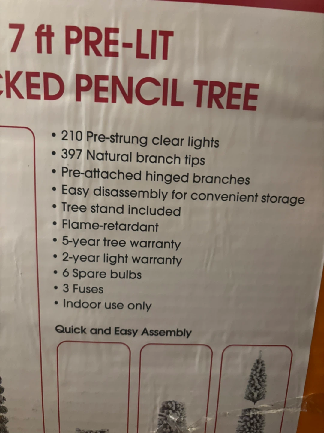 Ashland 7 ft Pre-Lit Flocked Pencil Tree - photo 4