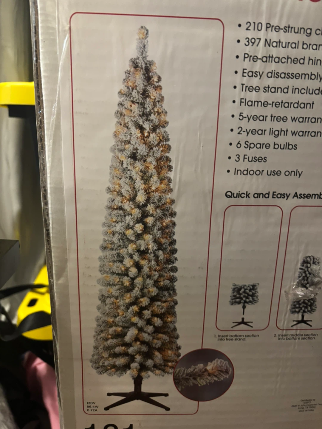 Ashland 7 ft Pre-Lit Flocked Pencil Tree - photo 2