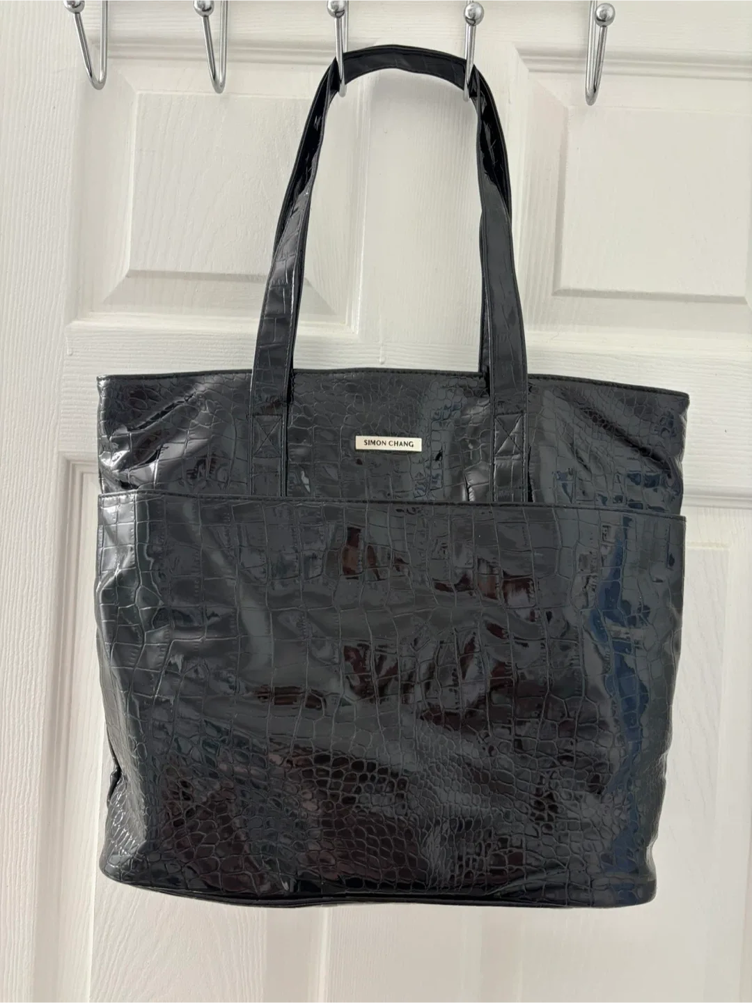 Simon Chang Black Croc Tote Bag