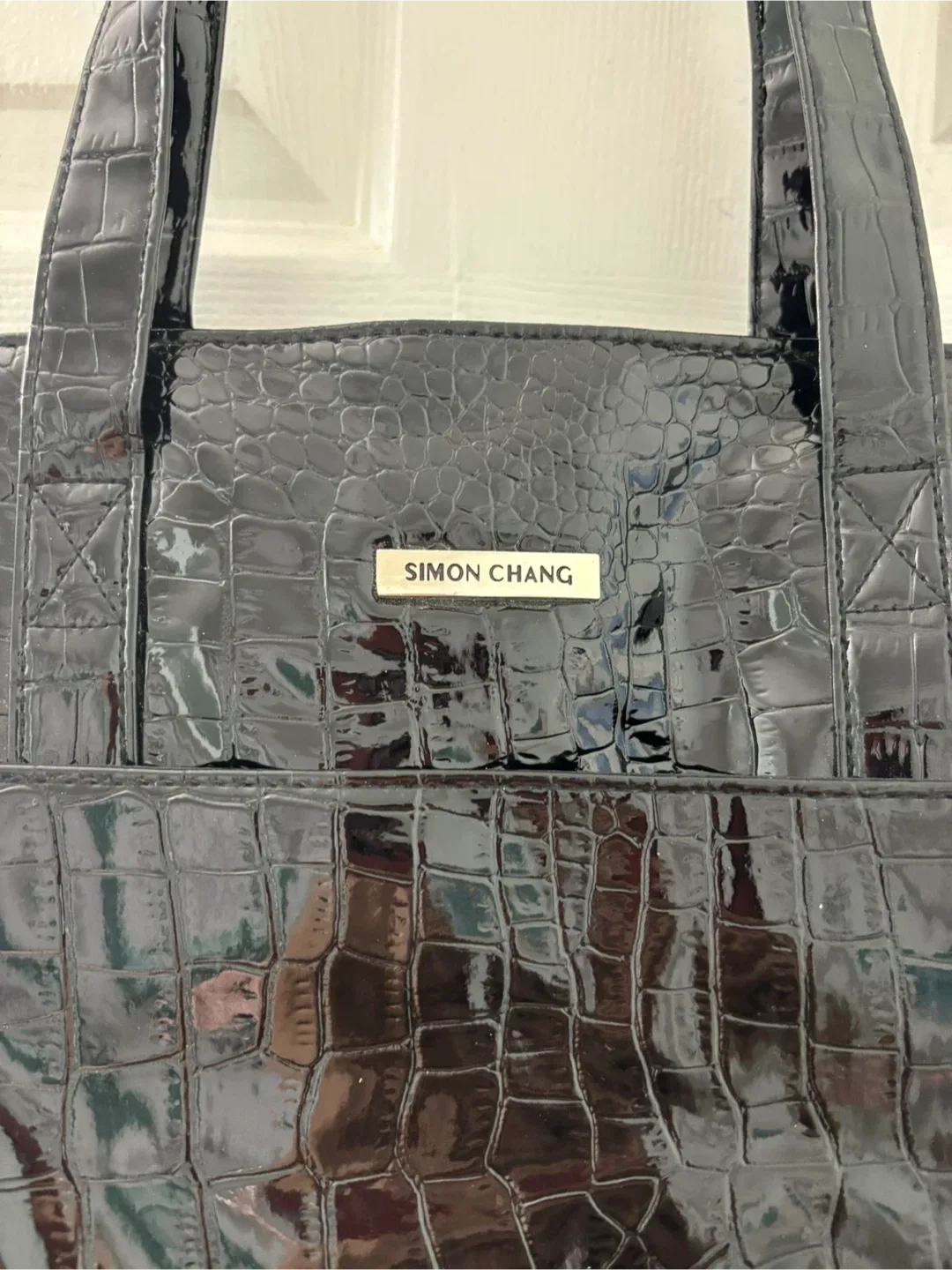 Simon Chang Black Croc Tote Bag image indicator(2)