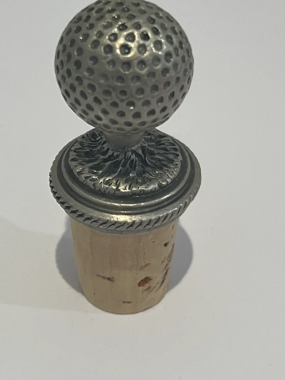 Bottle Stopper wine cork Pewter Golf Ball Vintage