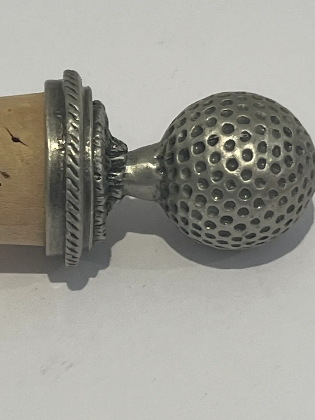 Bottle Stopper wine cork Pewter Golf Ball Vintage image indicator(4)