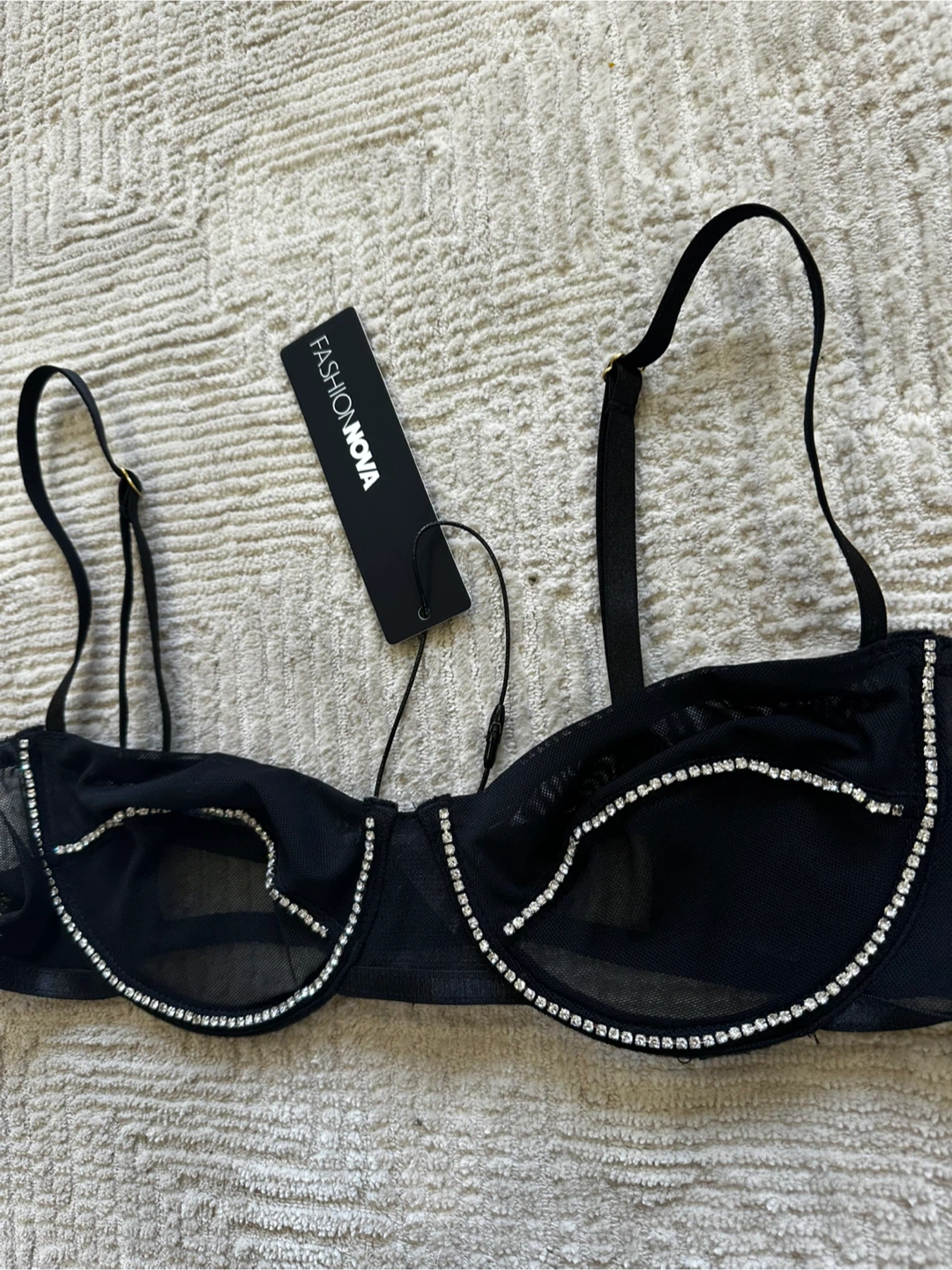New Fashion Nova Black Rhinestone Bra - photo 2
