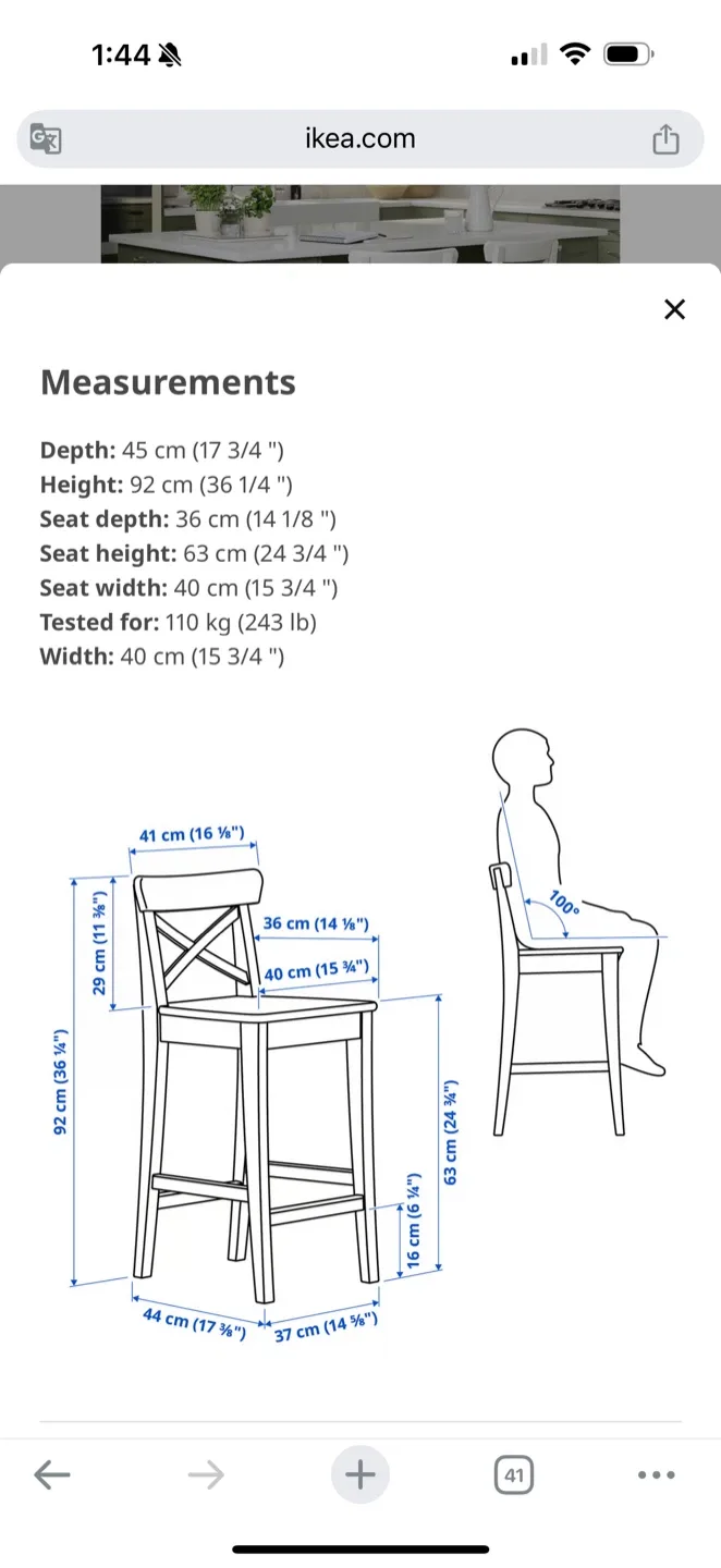IKEA Ingolf White Bar Stool image indicator(3)