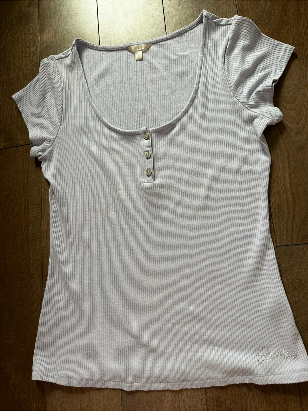 Guess Lavender Ribbed T-Shirt - Size L - photo 2