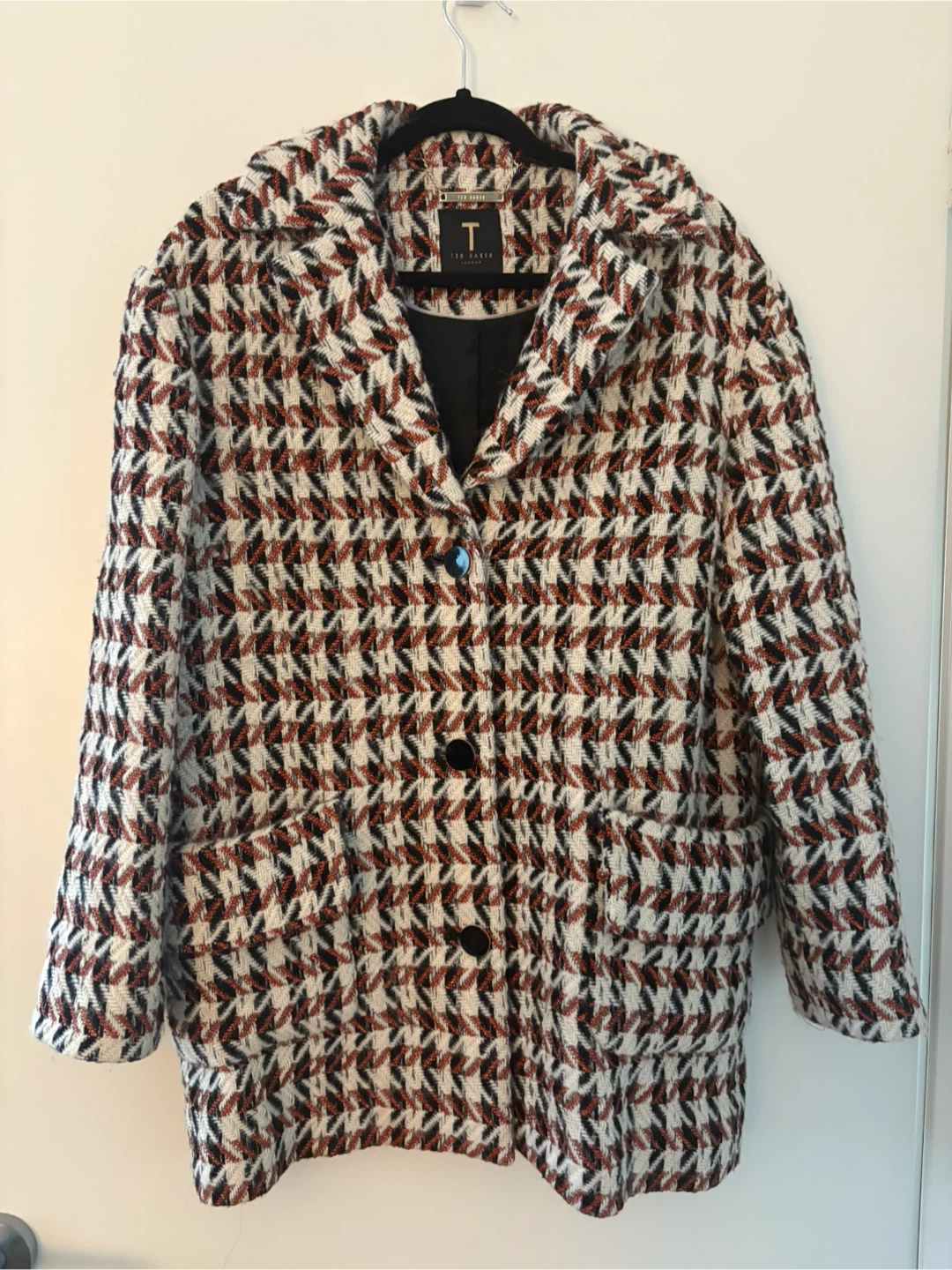 Ted Baker Houndstooth Wool Blend Coat
