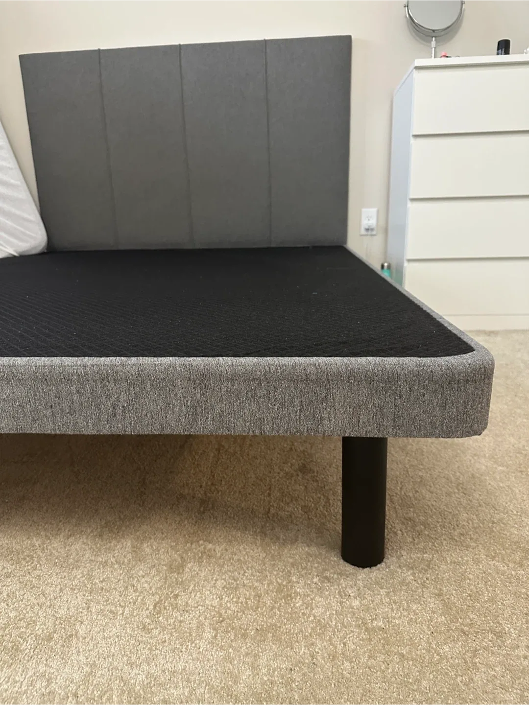 Sleep country Queen bed -Grey Upholstered Bed Frame