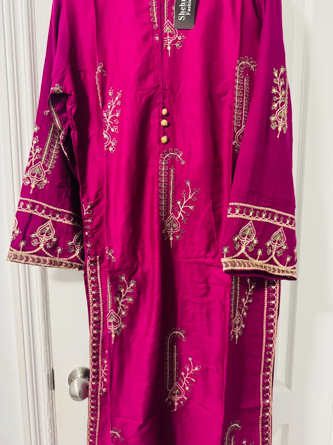Magenta Shalhe Fashion Embroidered Suit