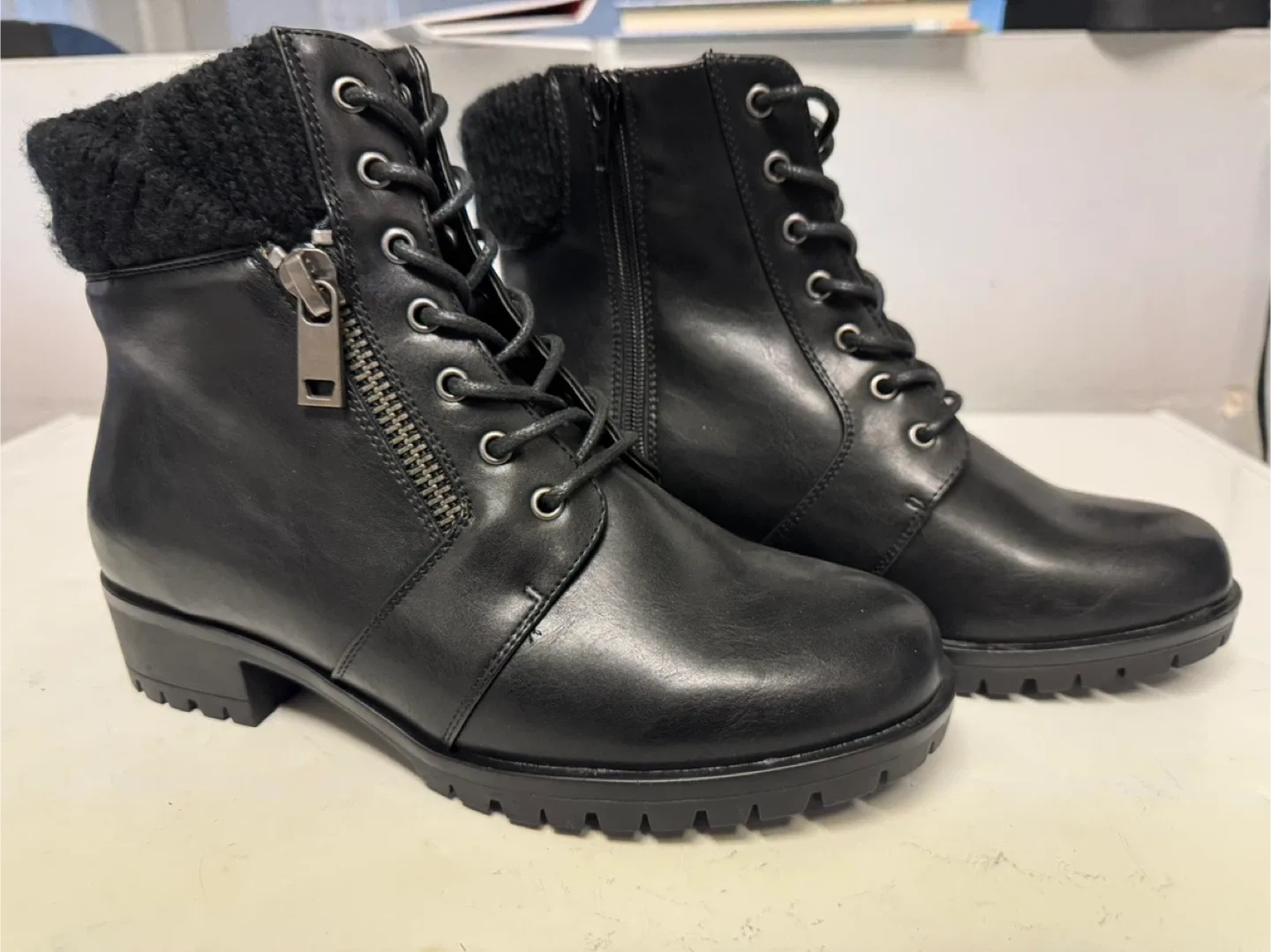 Addition Elle Black Ankle Boots with Knit Cuff Size 8W New! image indicator(4)