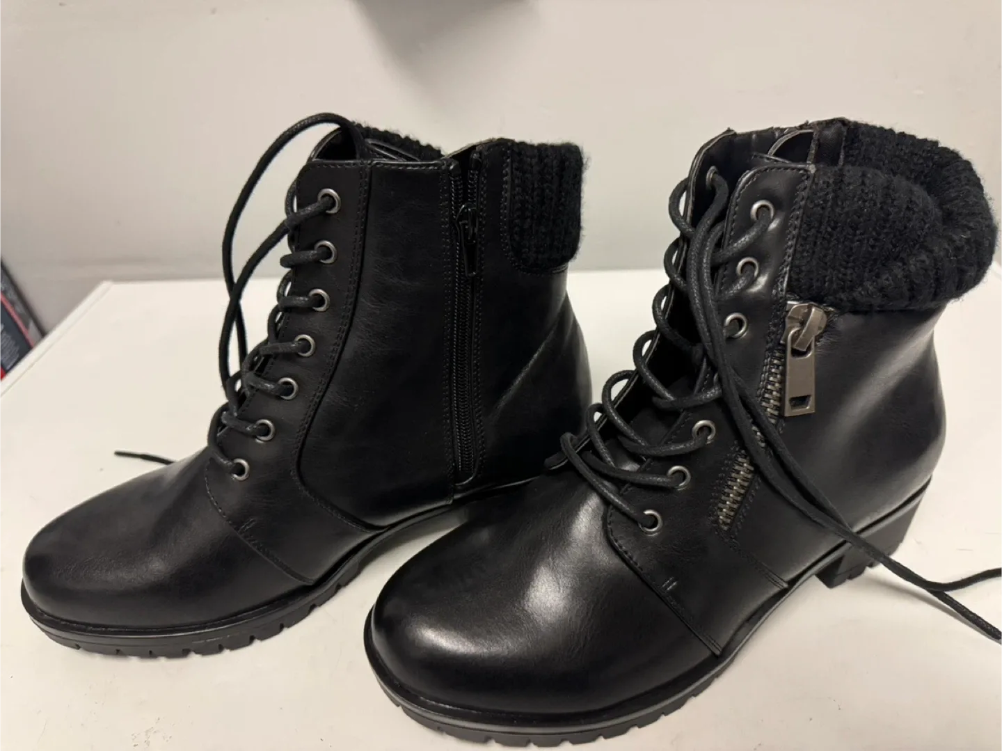 Addition Elle Black Ankle Boots with Knit Cuff Size 8W New! image indicator(5)