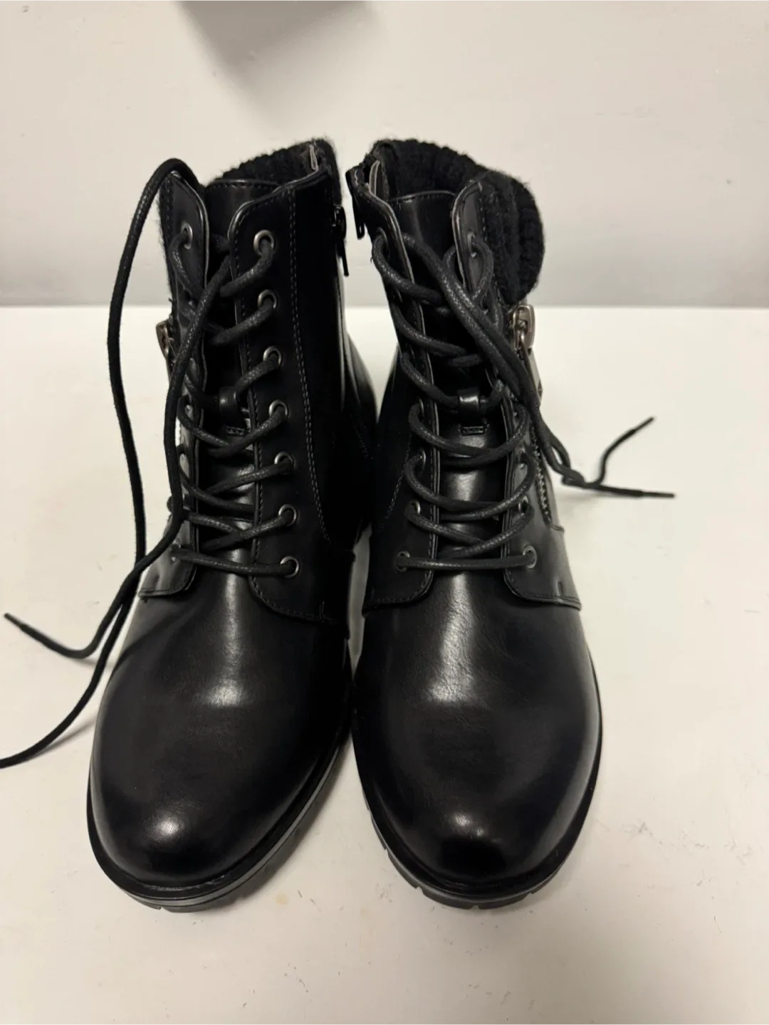 Addition Elle Black Ankle Boots with Knit Cuff Size 8W New! image indicator(3)