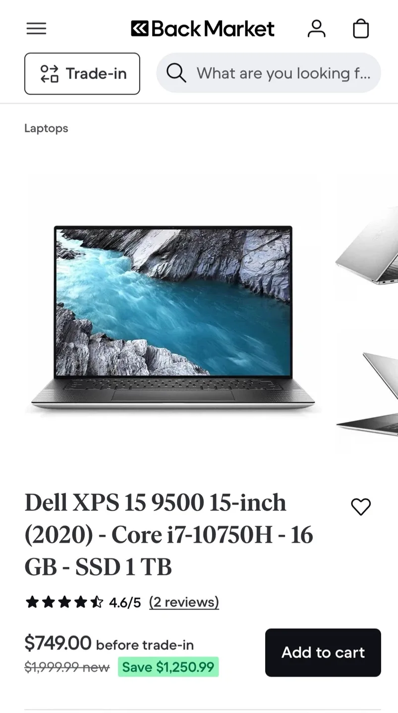 Laptop Dell XPS 15 9500 (2020) / i7-10750H / 16 GB / SSD 1 TB image indicator(9)