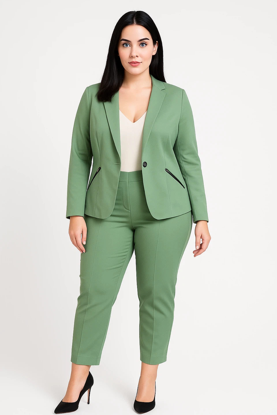 Addition Elle Sage Green Blazer & Pants Set Size 14 - Used - photo 4