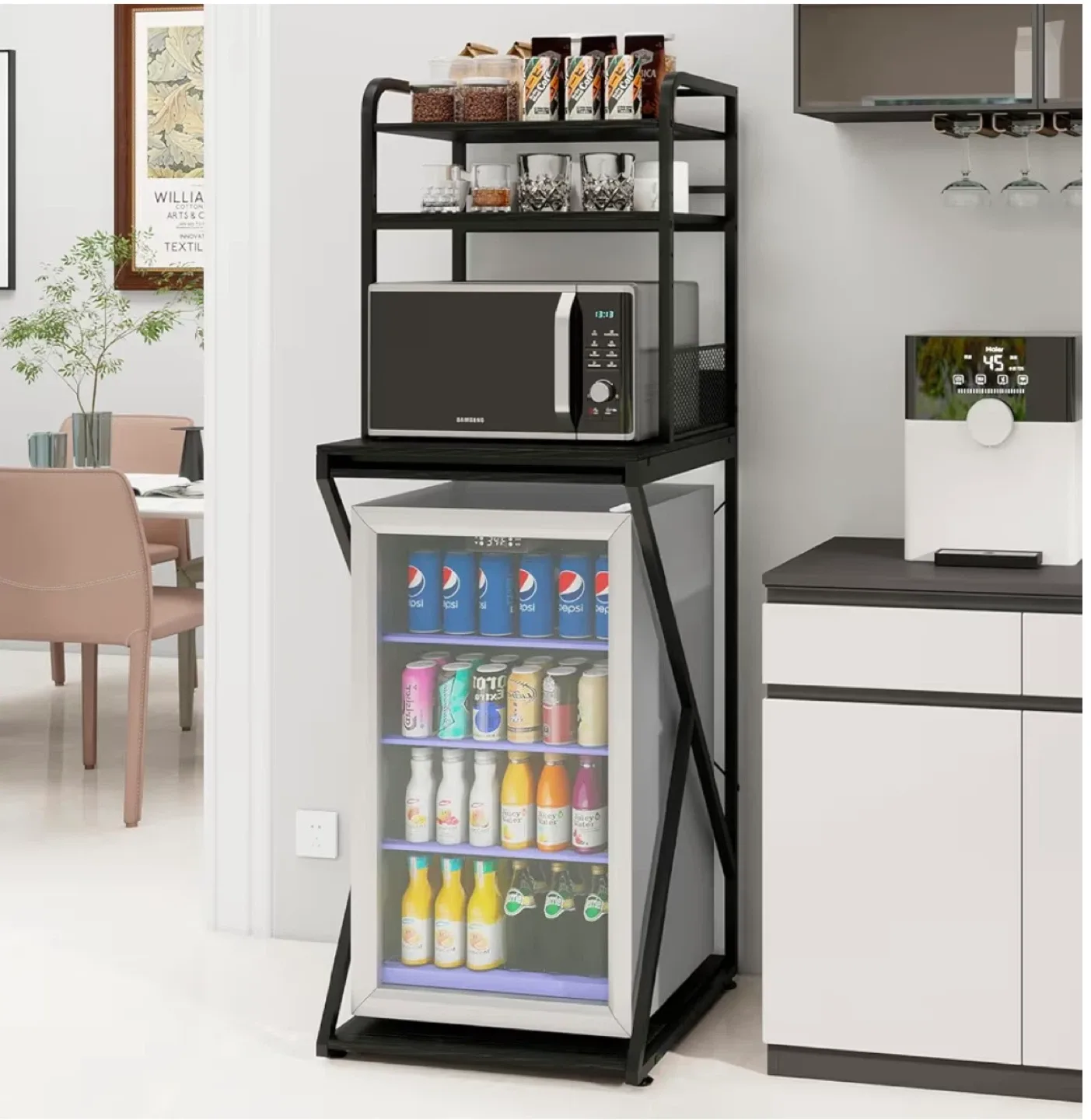 Black Kitchen Baker's Rack with Power Outlet image indicator(6)