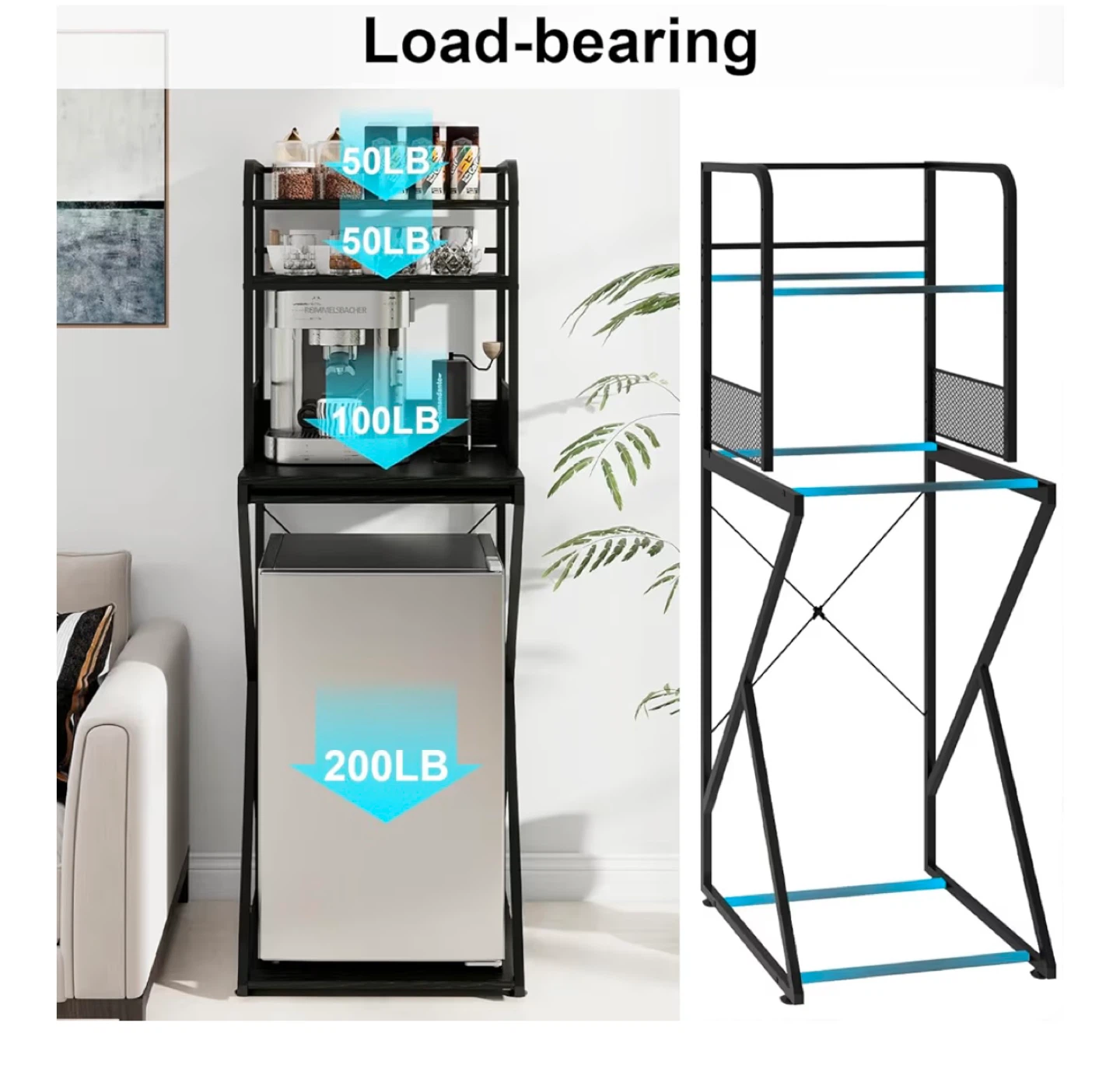 Black Kitchen Baker's Rack with Power Outlet - photo 3
