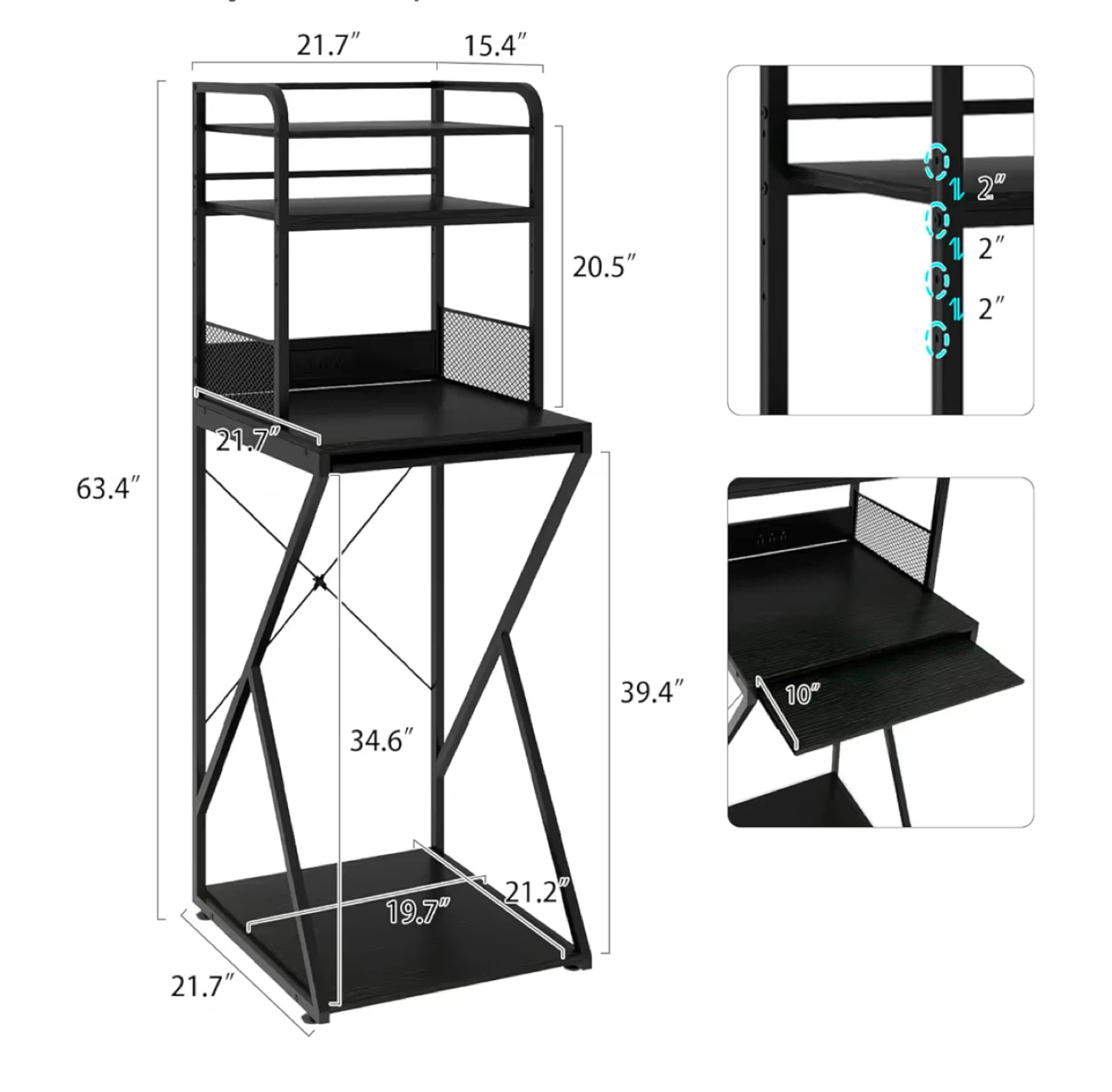 Black Kitchen Baker's Rack with Power Outlet - photo 4