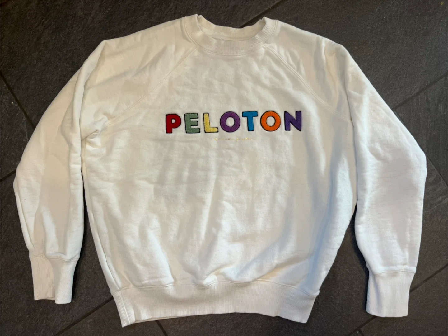 Peloton x Spiritual Gangster Rainbow White Sweatshirt Size XS