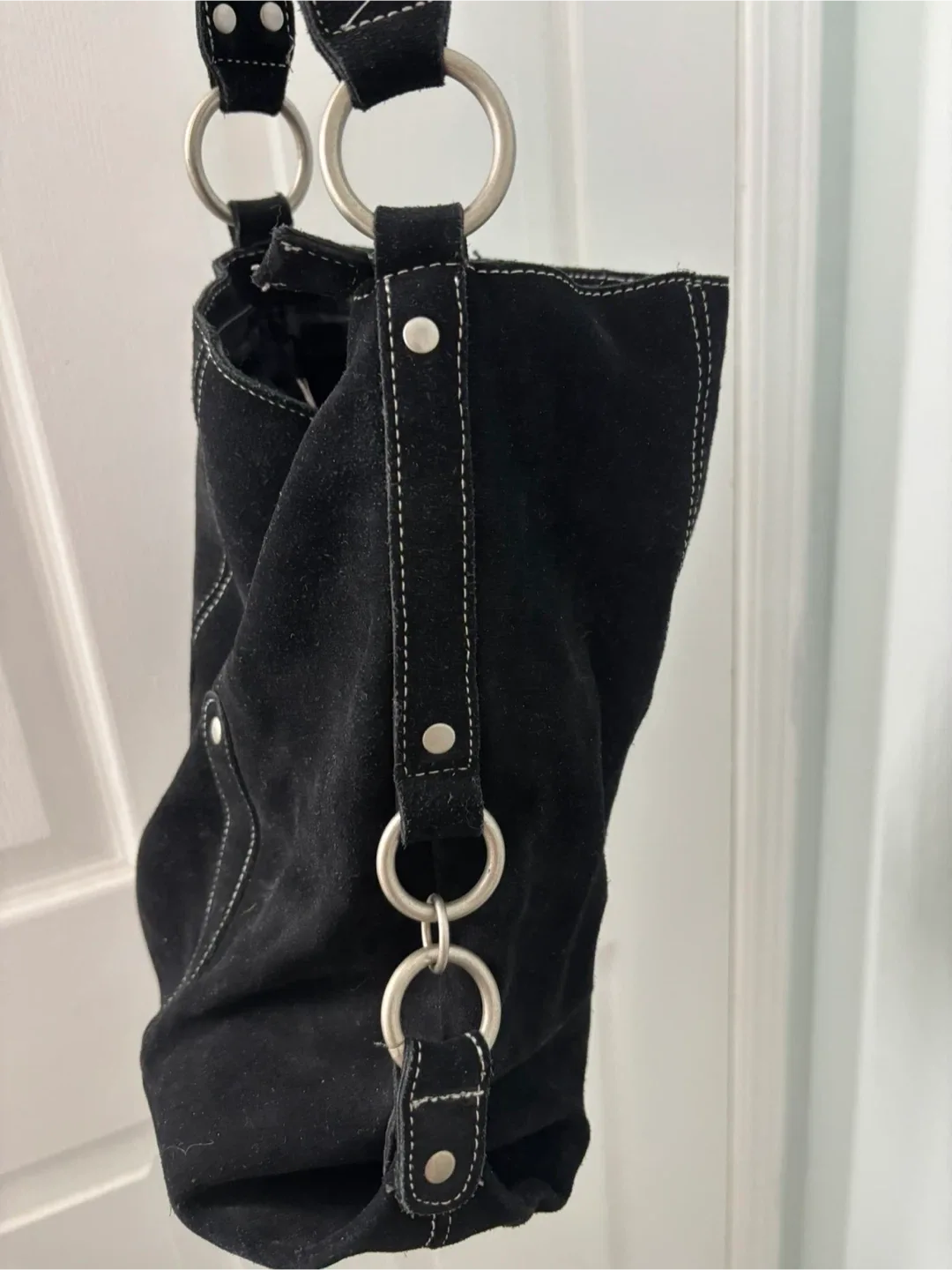 Black Suede Attitude Hobo Bag image indicator(3)