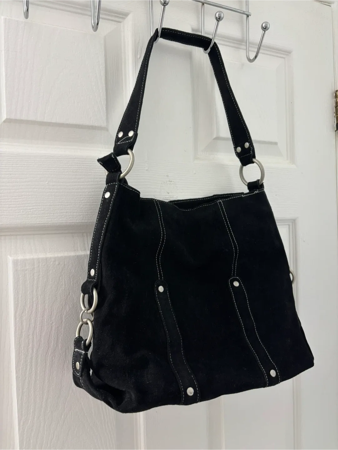 Black Suede Attitude Hobo Bag