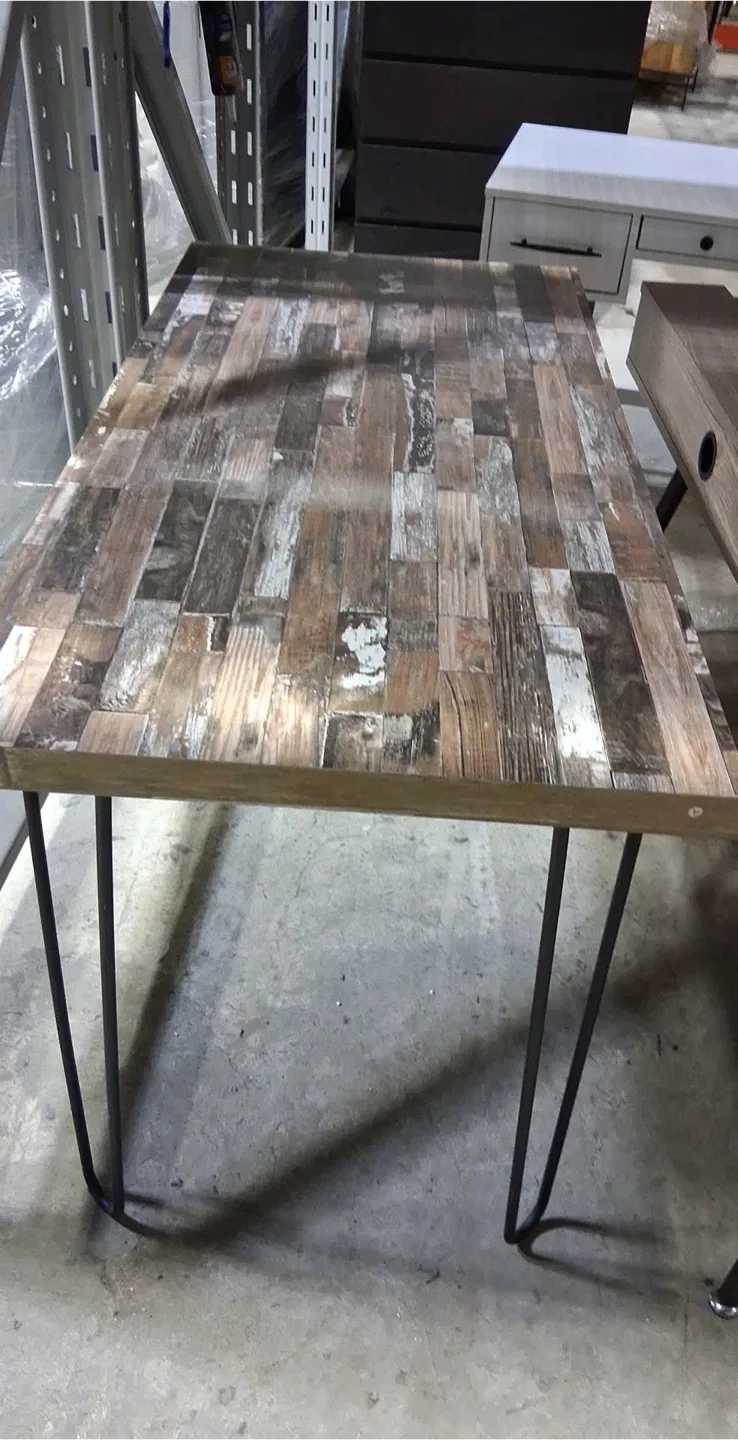 Wood Top Table with Metal Legs