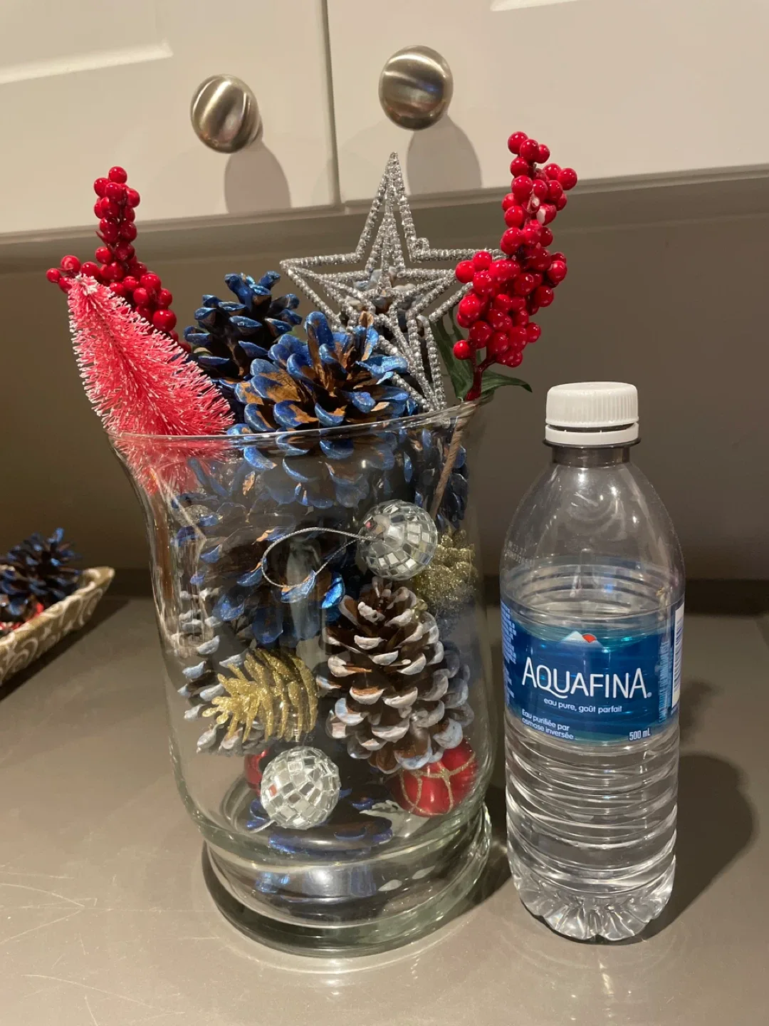 Christmas Pine Cone Arrangement in a glass vase image indicator(3)