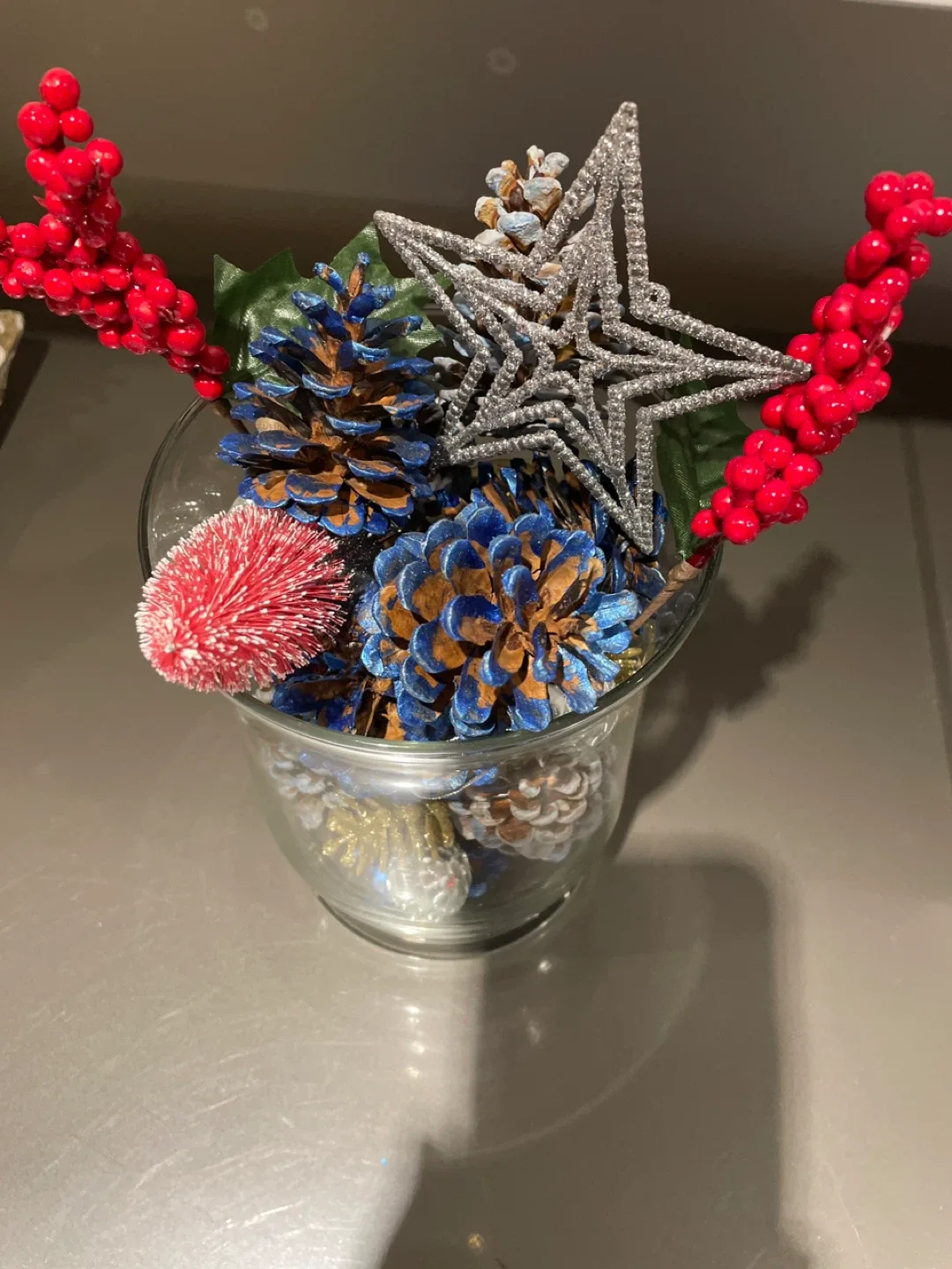 Christmas Pine Cone Arrangement in a glass vase image indicator(2)