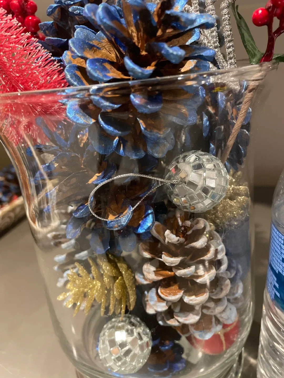 Christmas Pine Cone Arrangement in a glass vase image indicator(4)