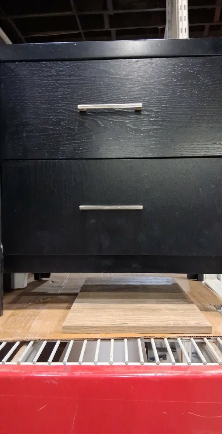 Black Nightstand with Two Drawers