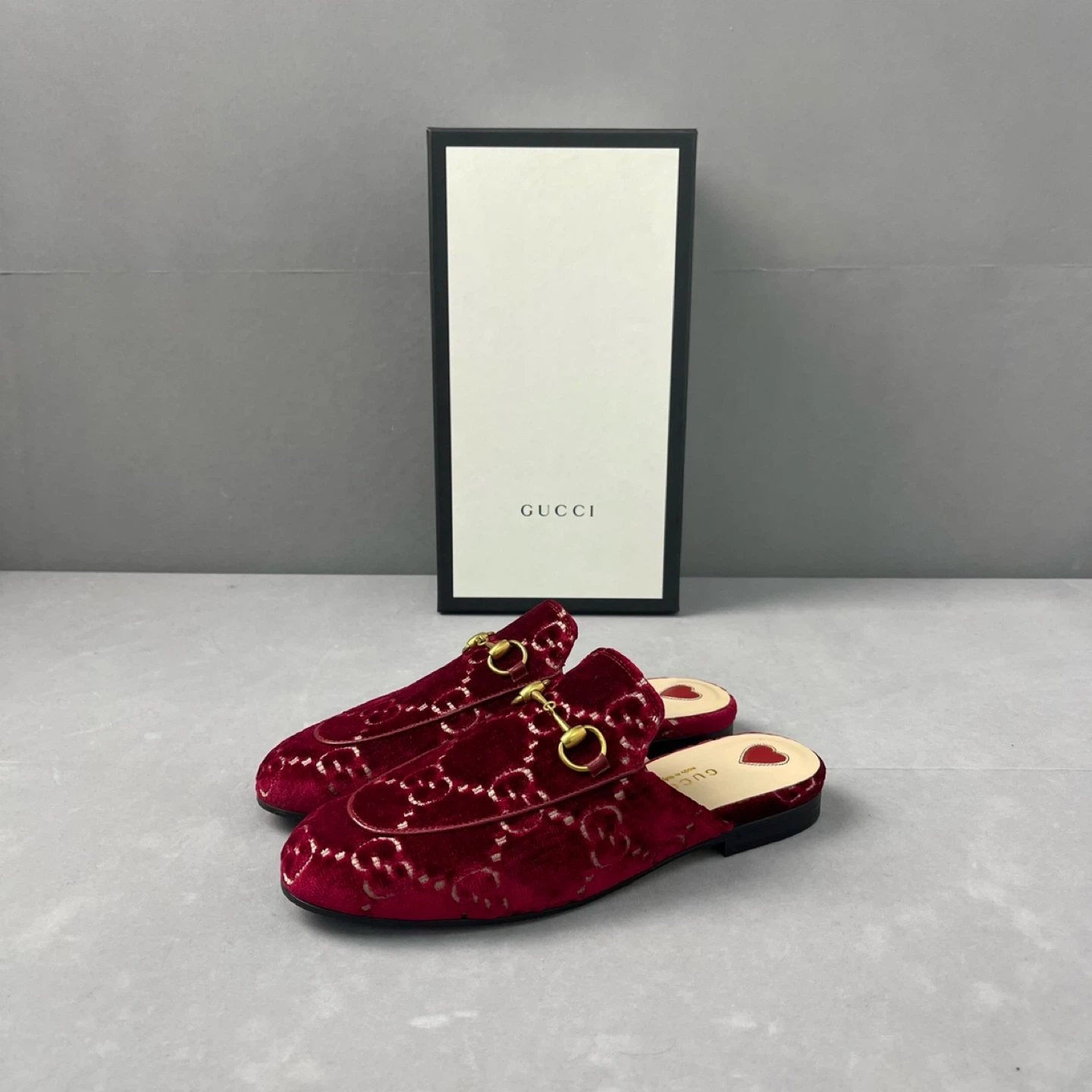 Gucci Princetown Velvet Mules Size 36
