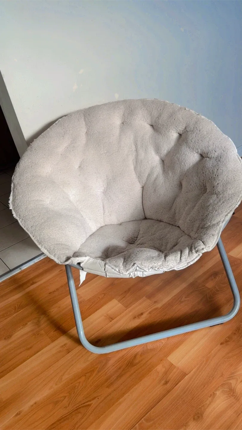 Grey Faux Fur Saucer Chair