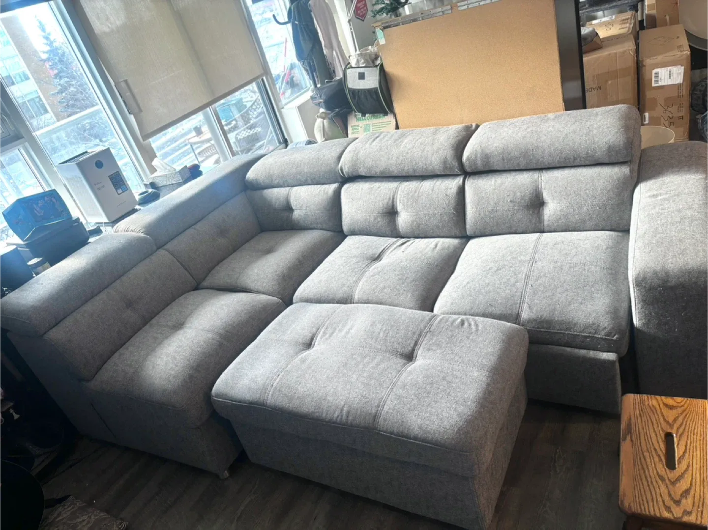 Grey Sectional Sofa with Storage