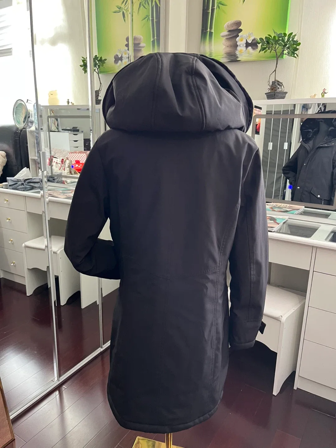 Black Winter Coat with Hood image indicator(3)