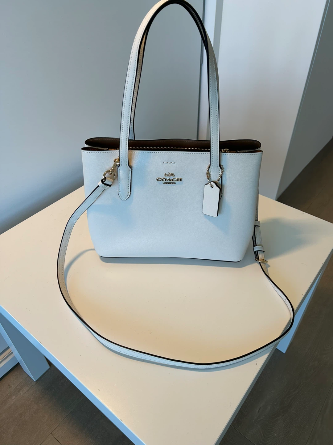 Coach White Leather Tote Bag