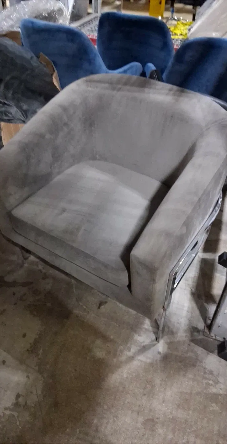 Gray Velvet Armchair