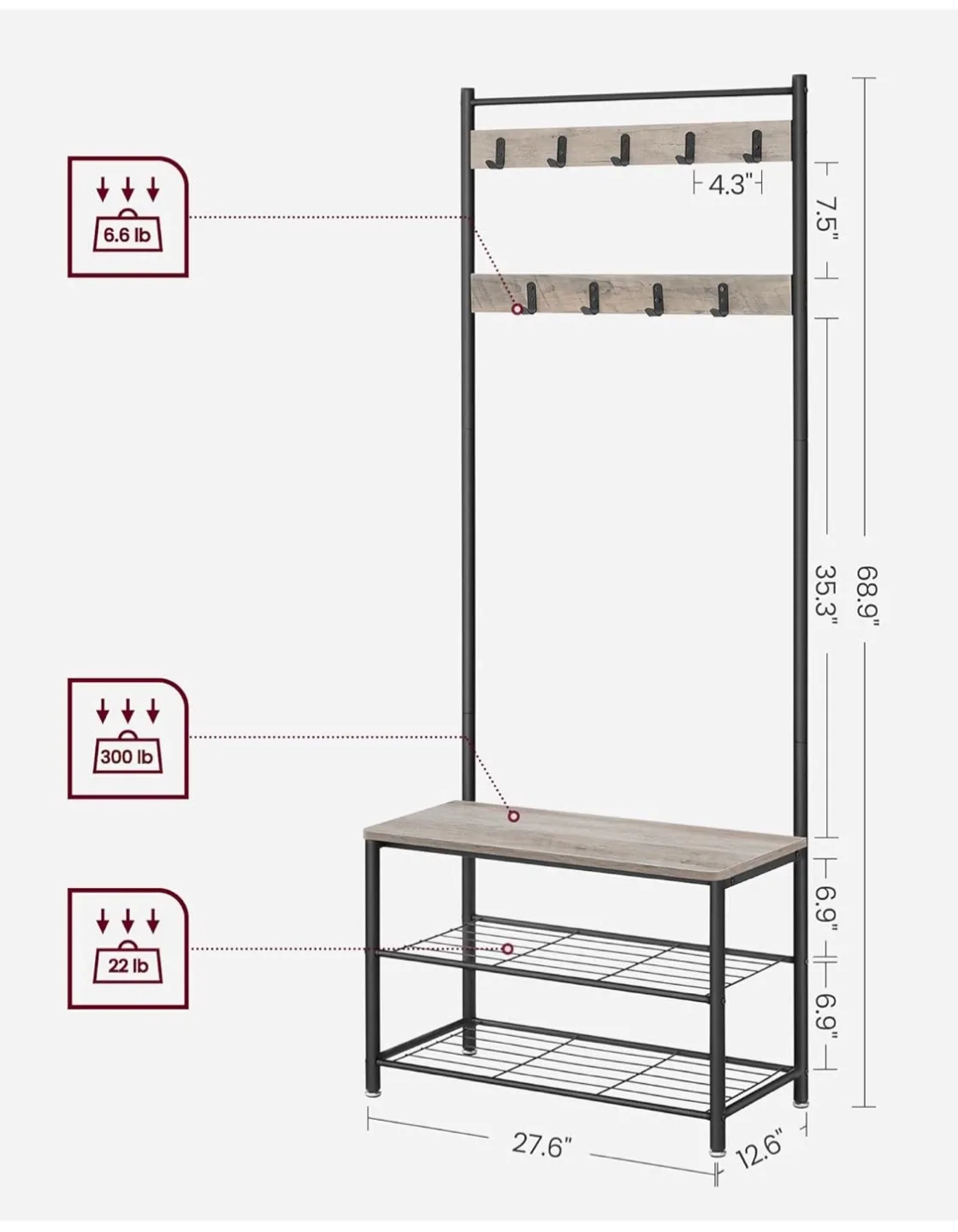 Hall Tree with Bench & Storage