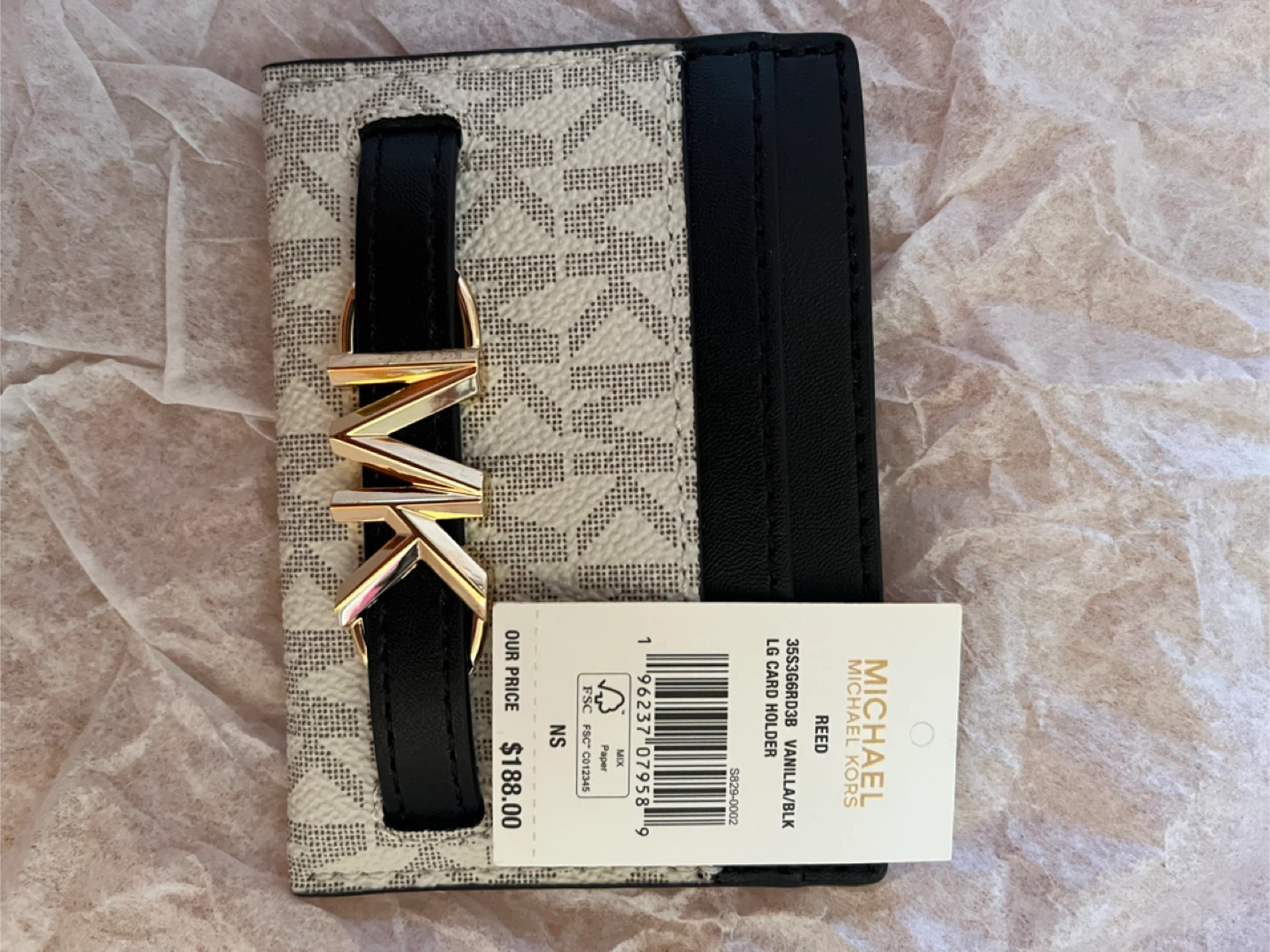 New Michael Kors Vanilla/Blk Card Holder - photo 3