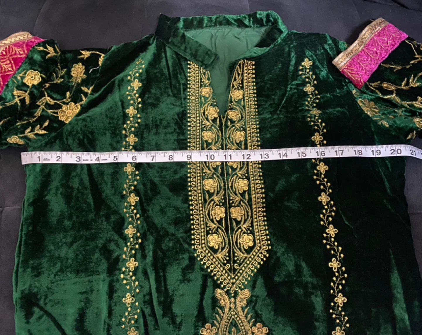 Green Velvet Embroidered Salwar Kameez Suit - photo 3