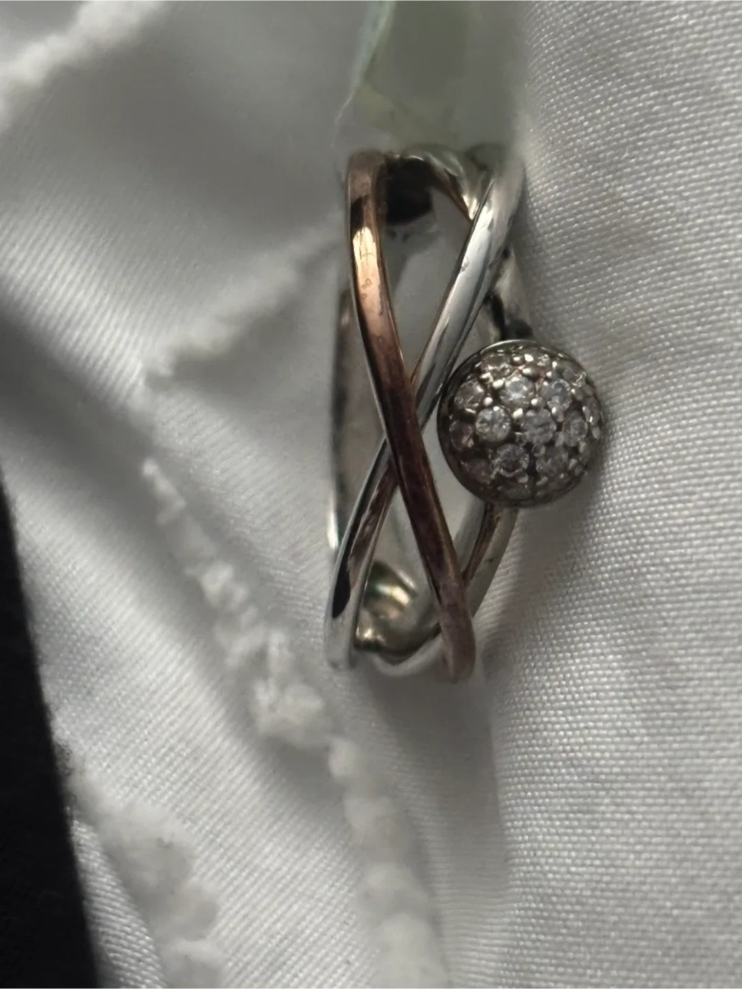 Designer Ring with Zirconia, 14K plated/925 Gold Plated, Size 8