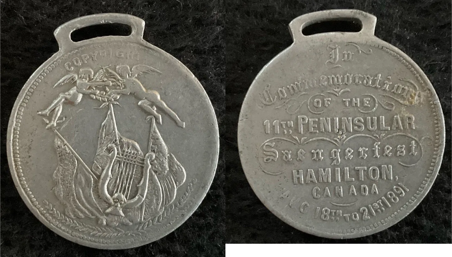 Commemorative Medal - 11th Peninsular Saengerfest Hamilton 1891