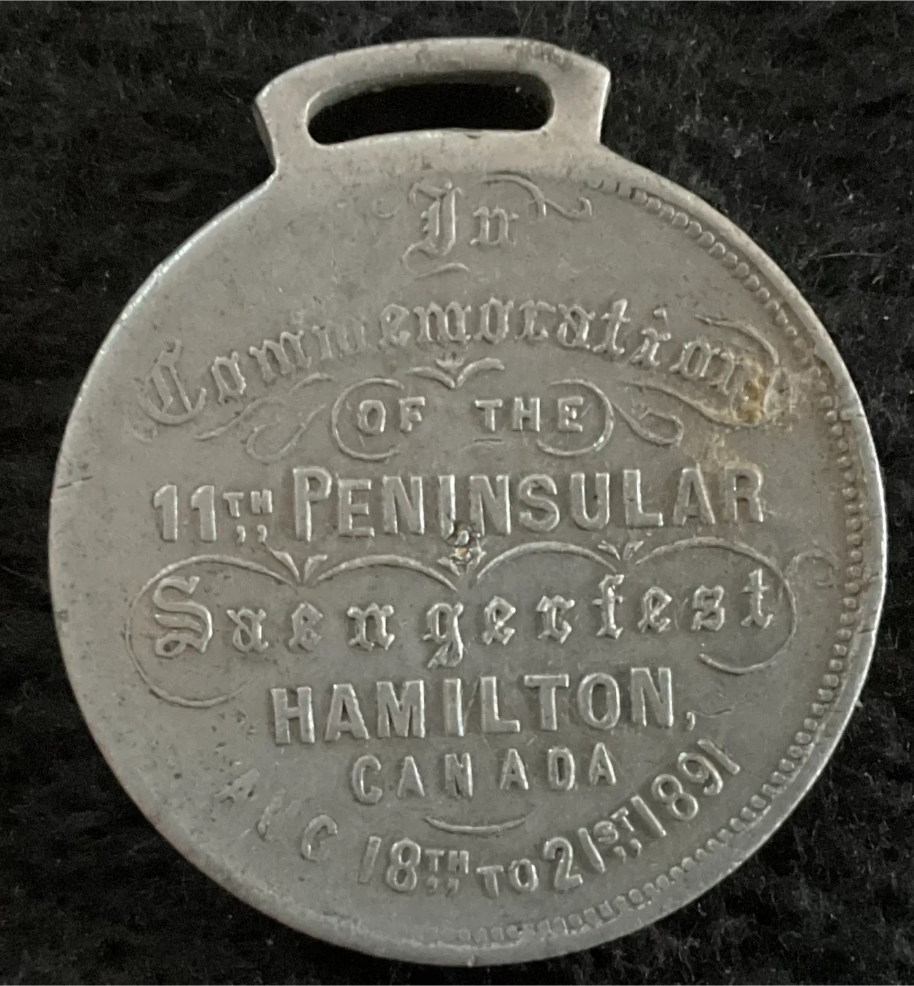 Commemorative Medal - 11th Peninsular Saengerfest Hamilton 1891 image indicator(3)