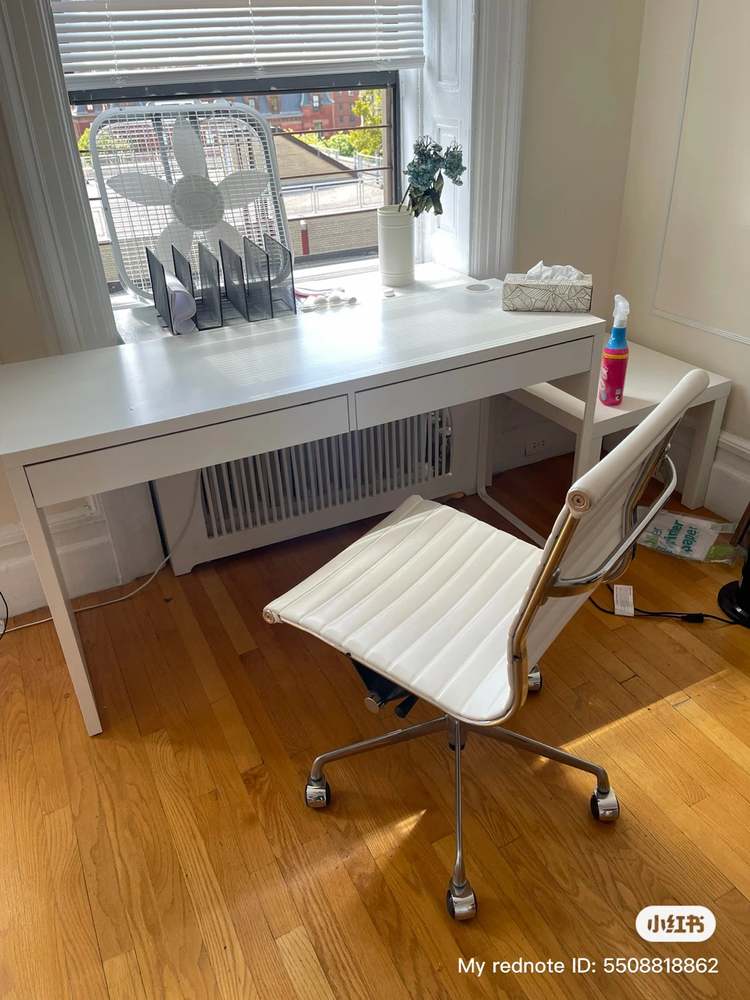 White Leather Office Chair - photo 2