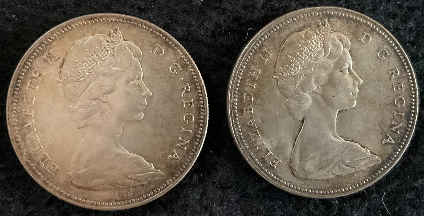 Two 1967 Centennial Canadian Silver Dollars