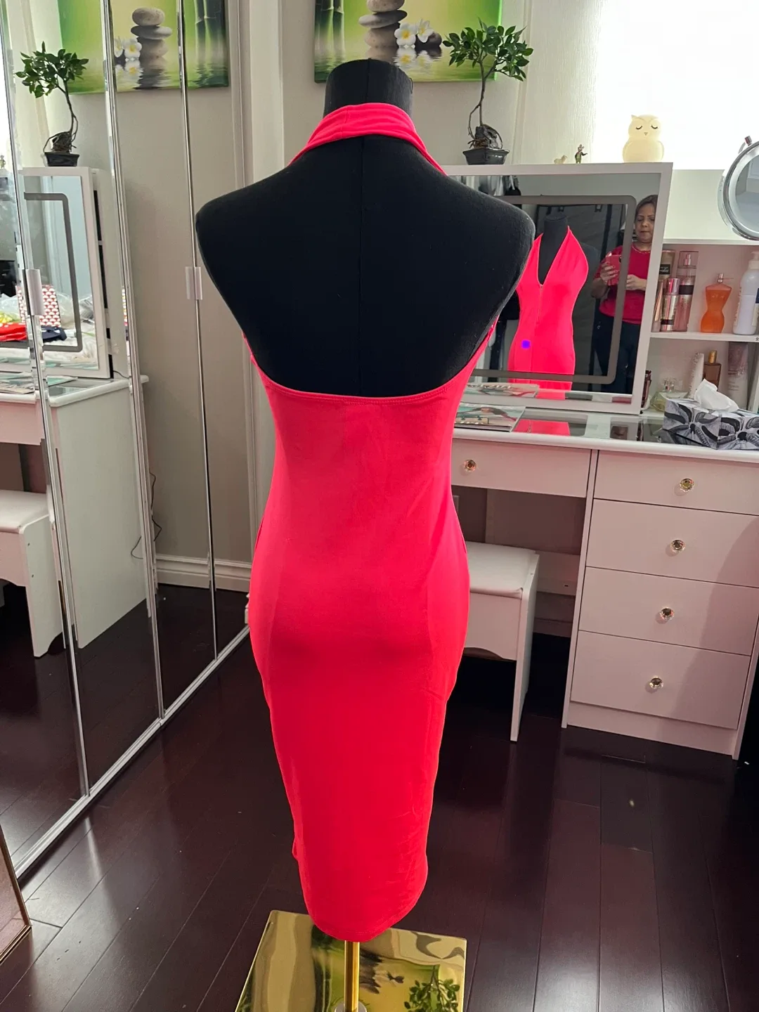 Hot Pink Halter Midi Dress image indicator(3)