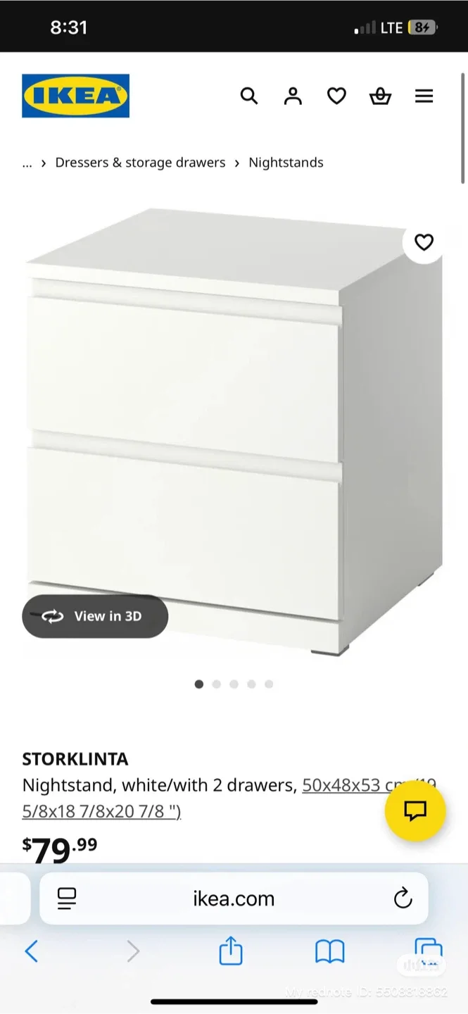 IKEA STORKLINTA White Nightstand