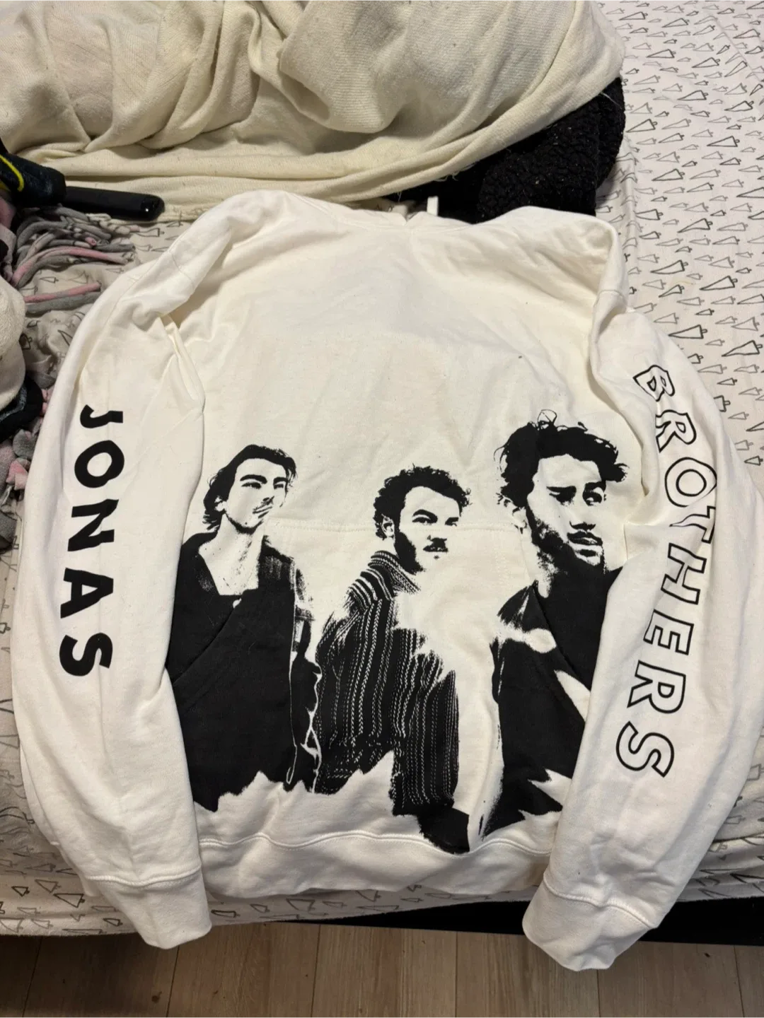 Jonas Brothers White Hoodie - Size Large