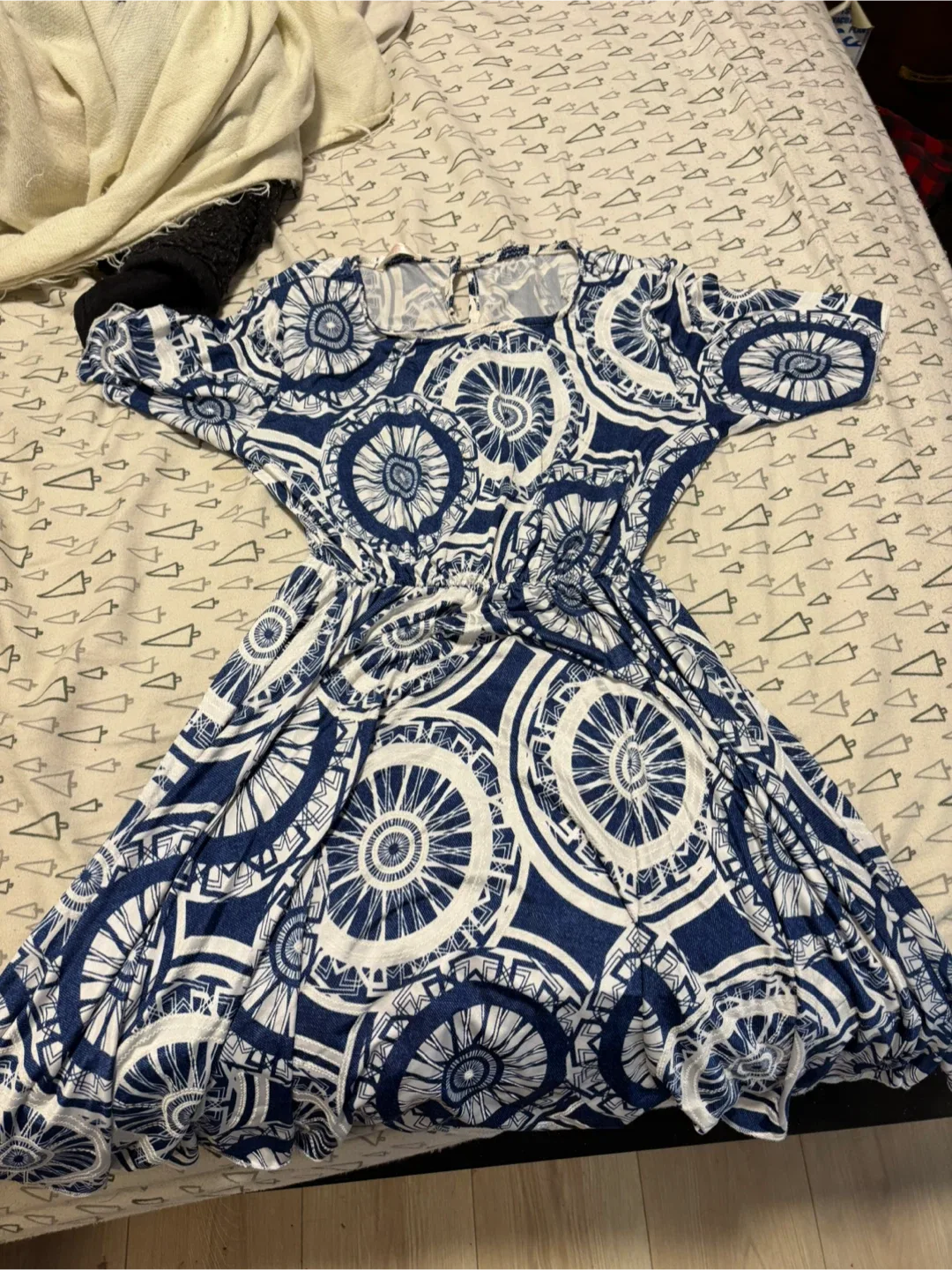 Kristina Za Blue & White Patterned Dress