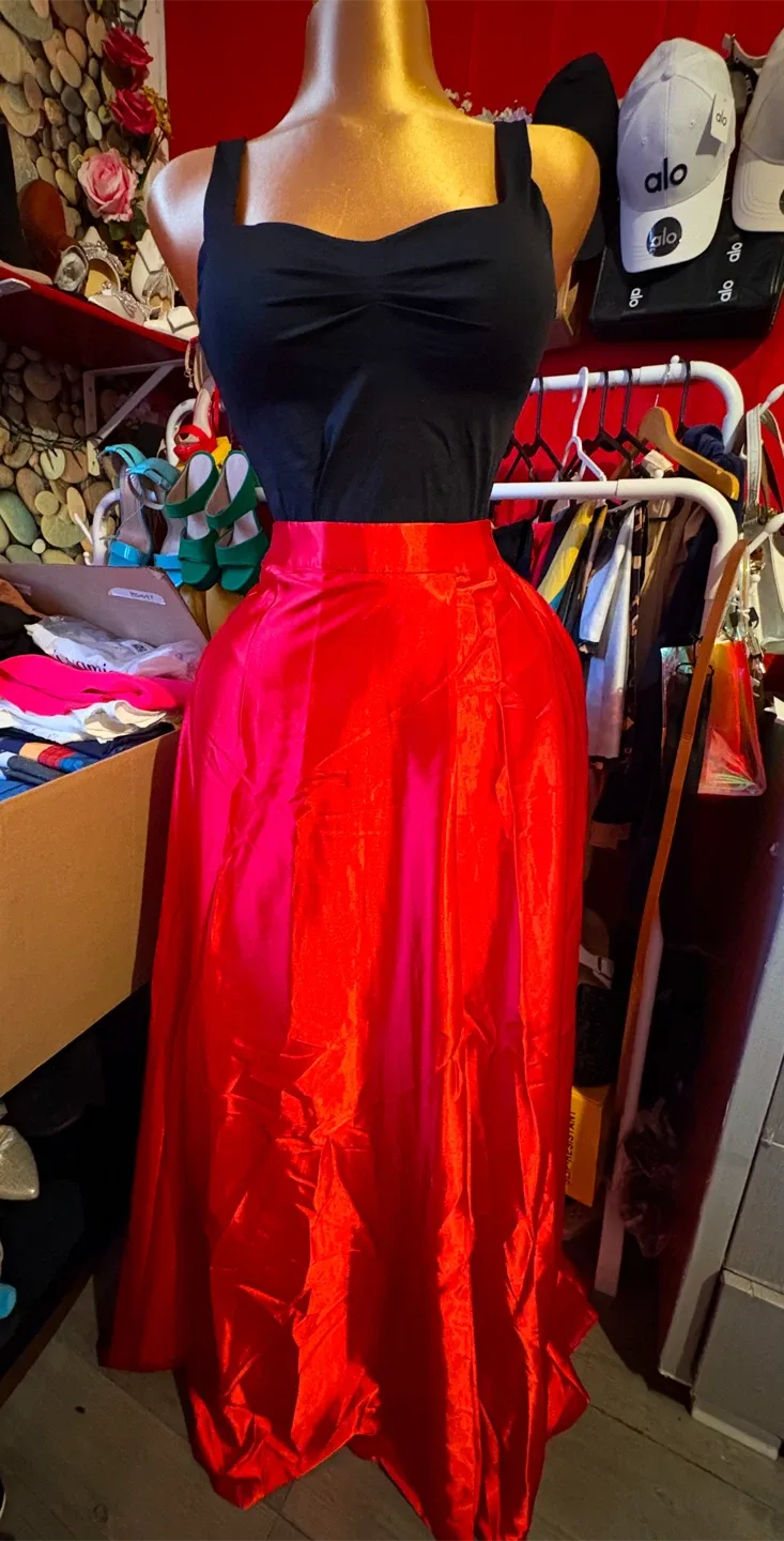 Red Satin Skirt