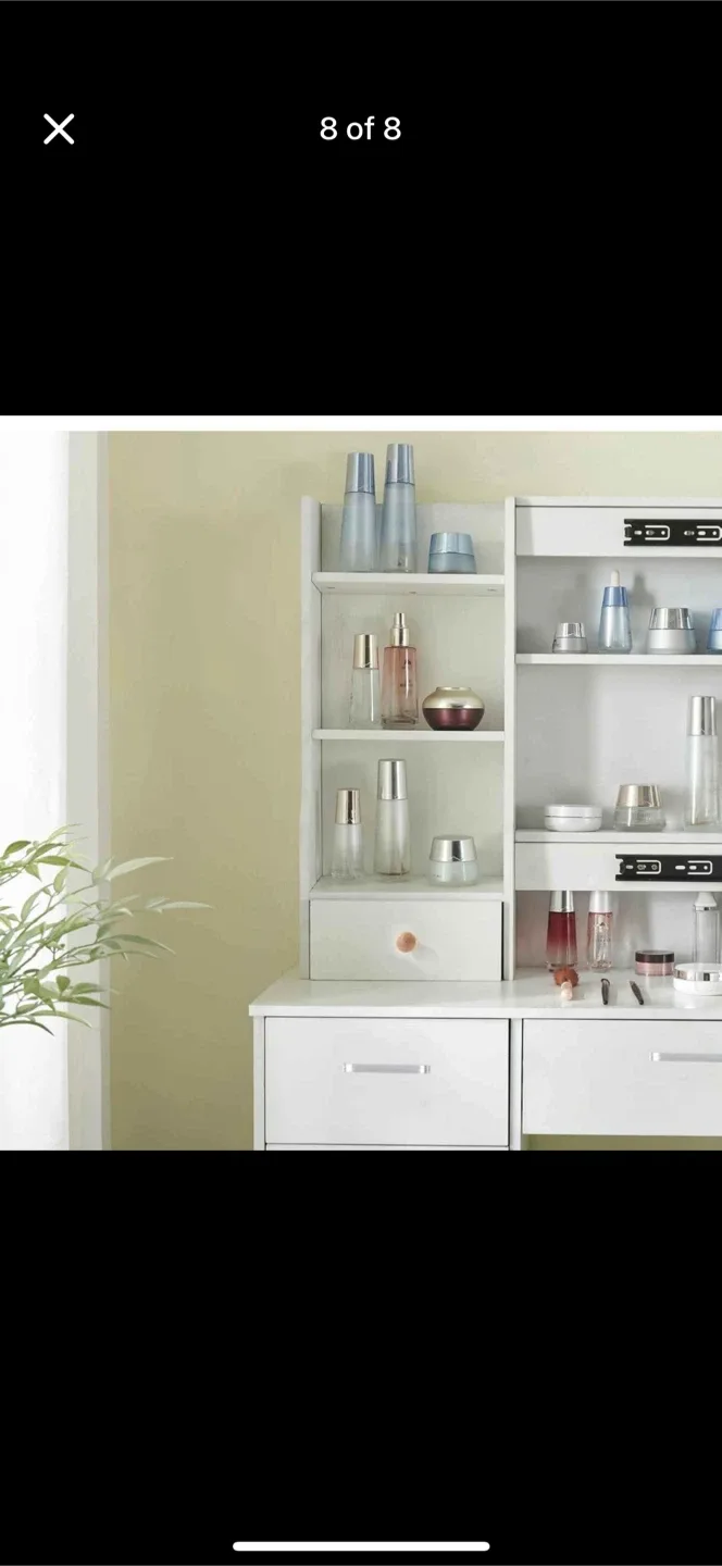 Vanity Makeup Table Set with Lighted Mirror - White image indicator(2)